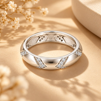Criss-Cross Pave Diamond Cut Sterling Silver Ring