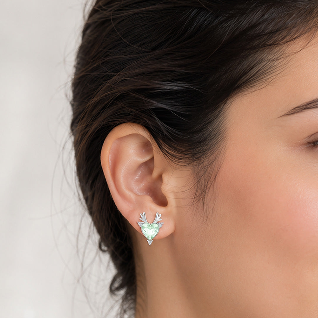 Crystal Forest Heart 925 Sterling Silver Designer Earrings