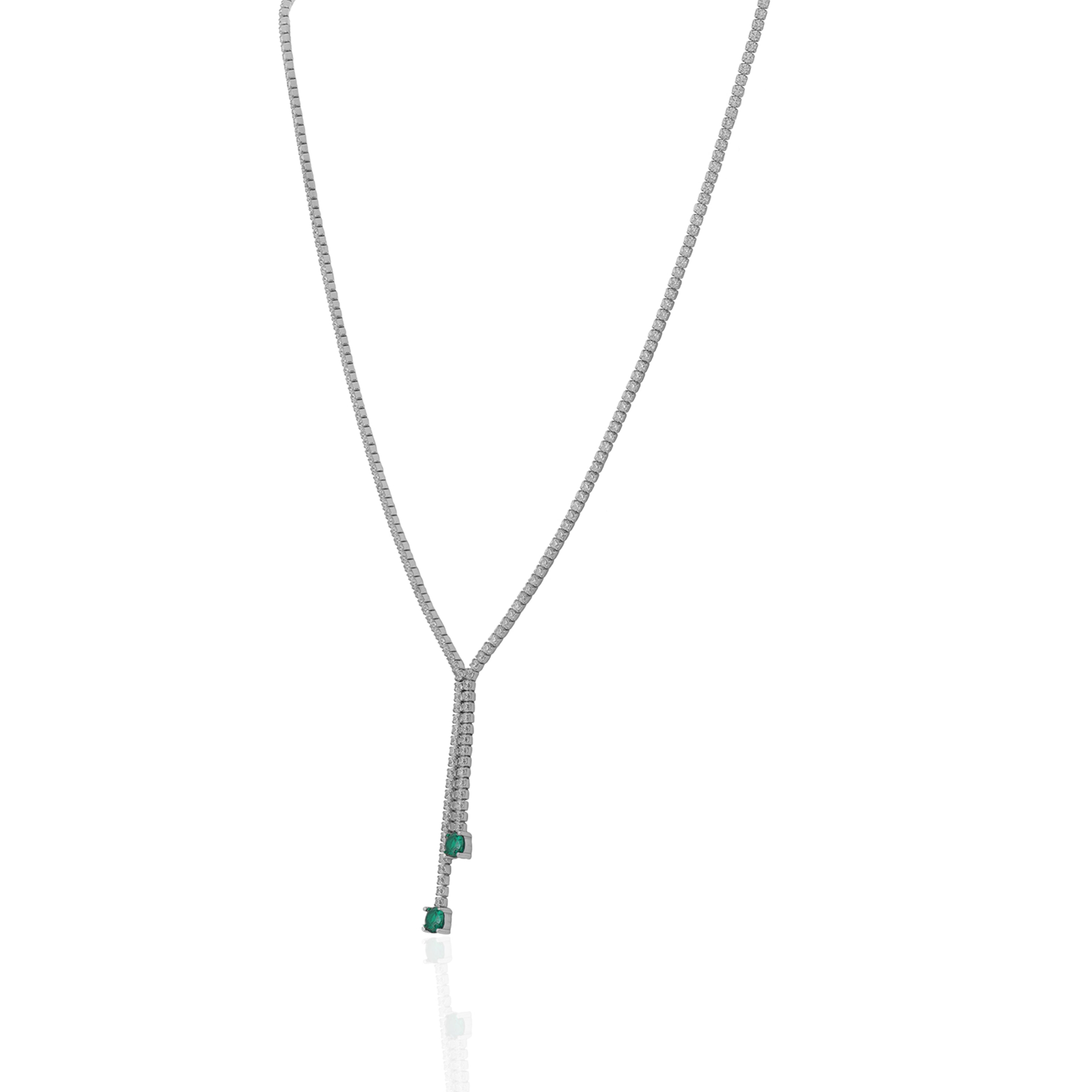 Crystal Green Cascade 925 Sterling Silver Necklace for women