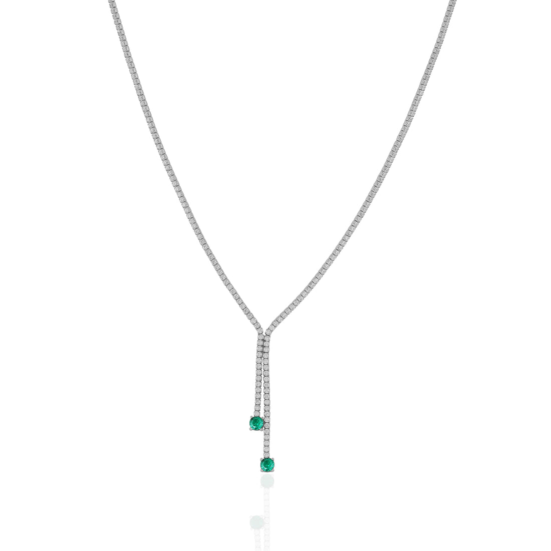 Crystal Green Cascade 925 Sterling Silver Necklace for women