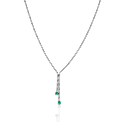 Crystal Green Cascade 925 Sterling Silver Necklace for women