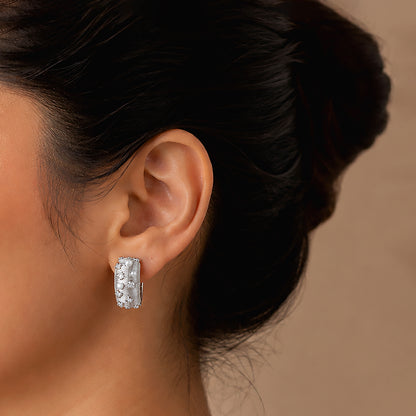 Crystal Pearl Harmony 925 Sterling Silver Hoop Earrings