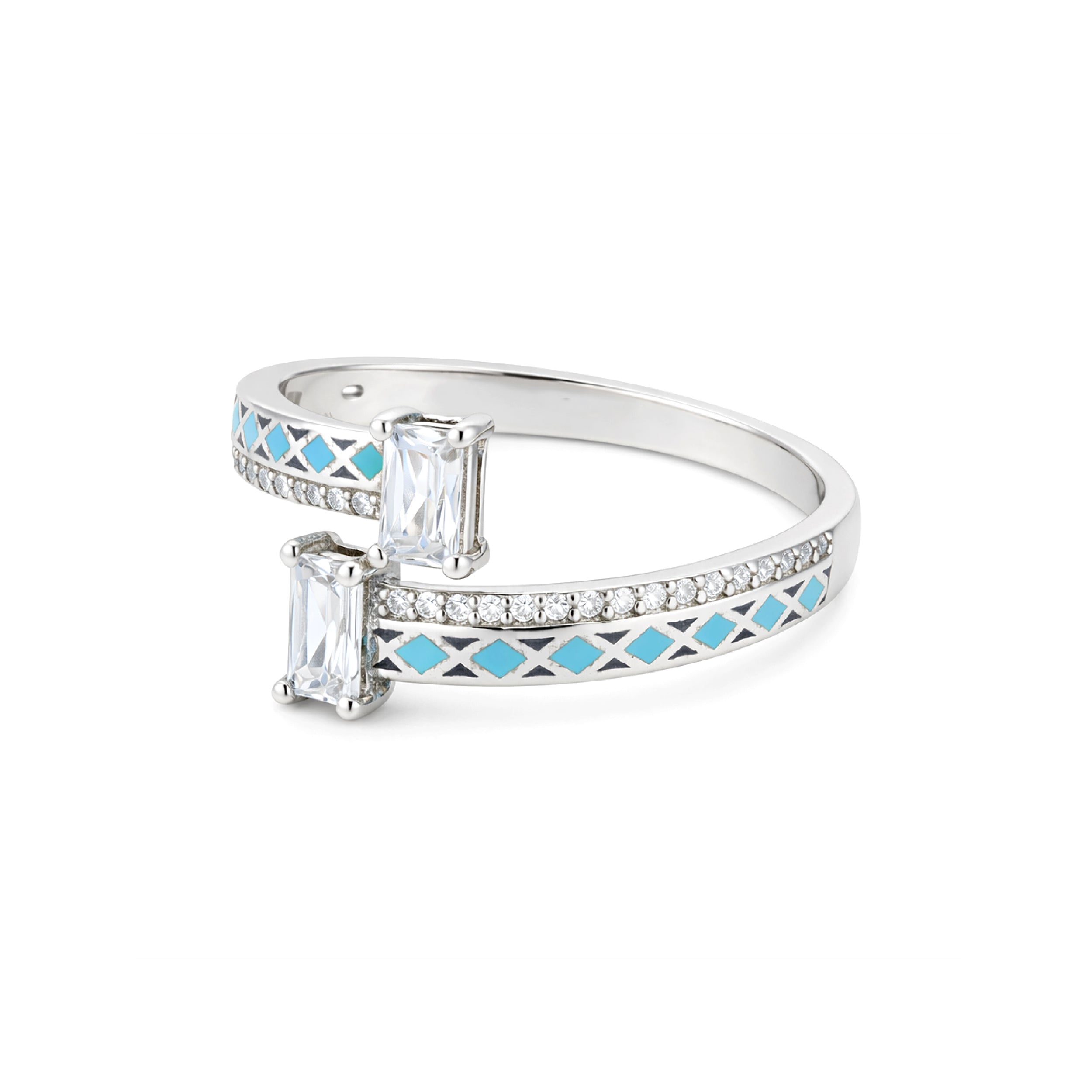 Crystal Prism Wrap 925 Sterling Silver Ring for Women