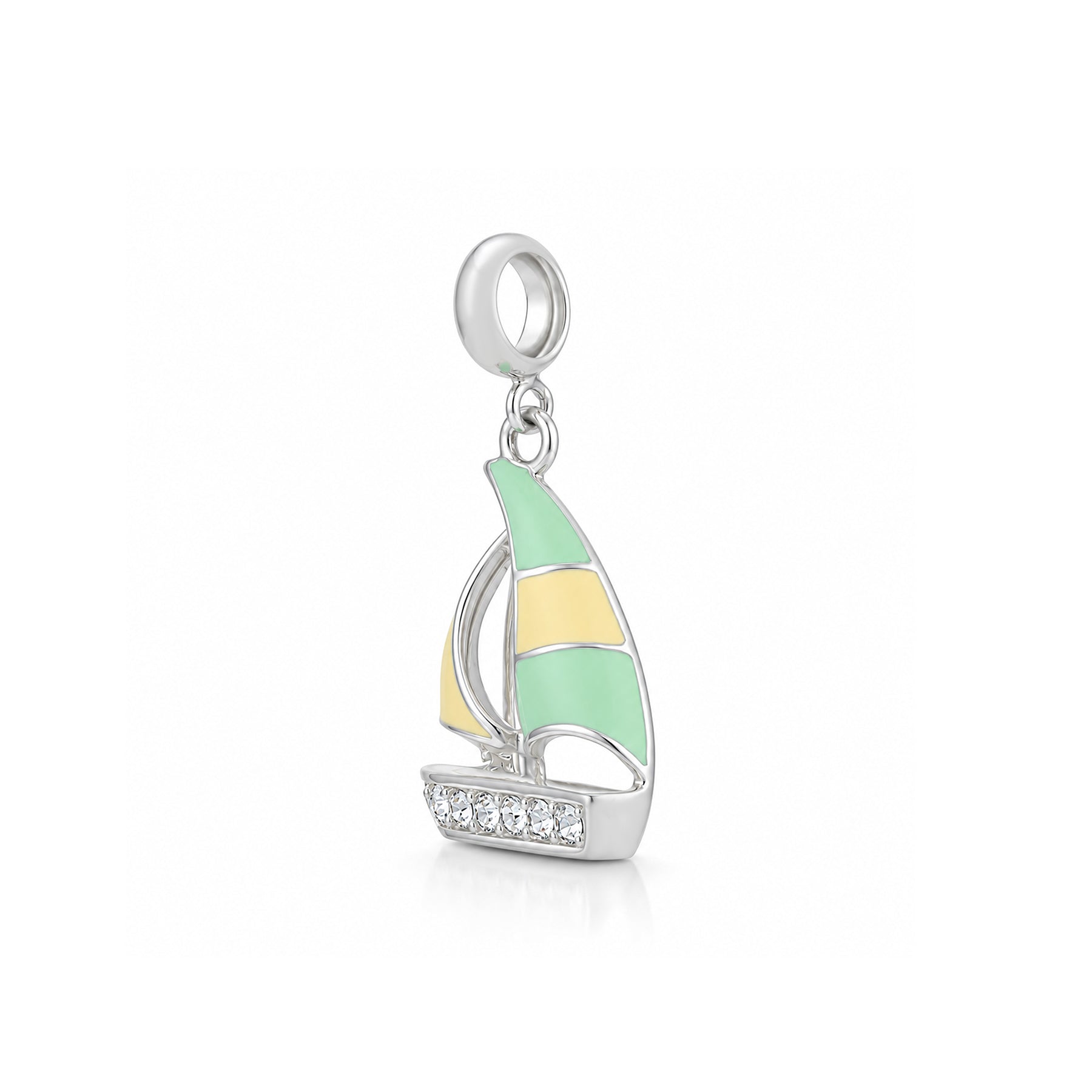 Crystal Sailboat 925 Sterling Silver Charm Pendant