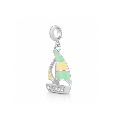 Crystal Sailboat 925 Sterling Silver Charm Pendant
