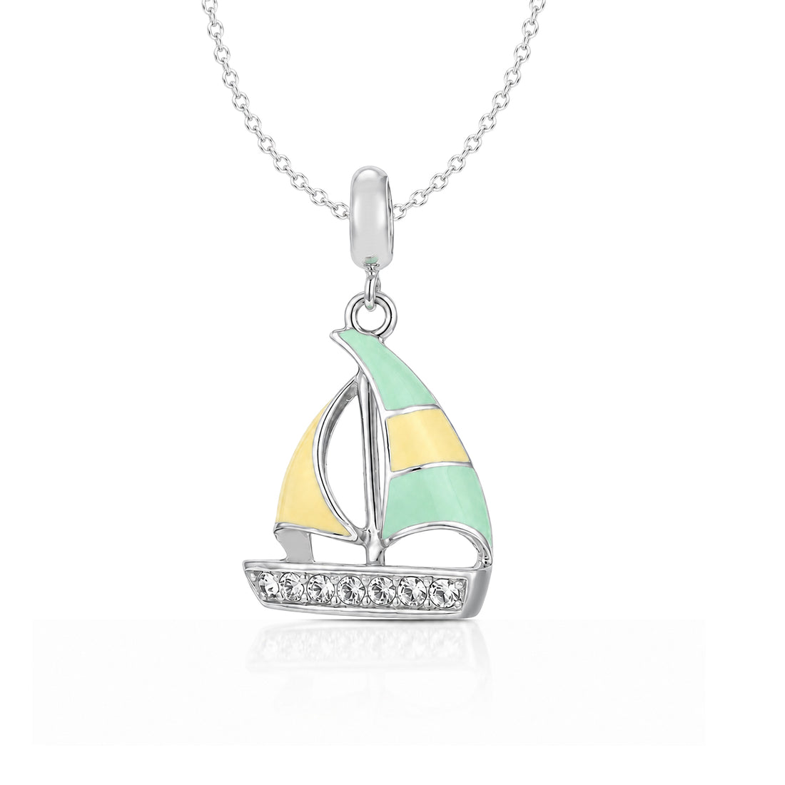 Crystal Sailboat 925 Sterling Silver Charm Pendant