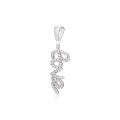 Crystal Adorned Love Rhodium Plated Pendants