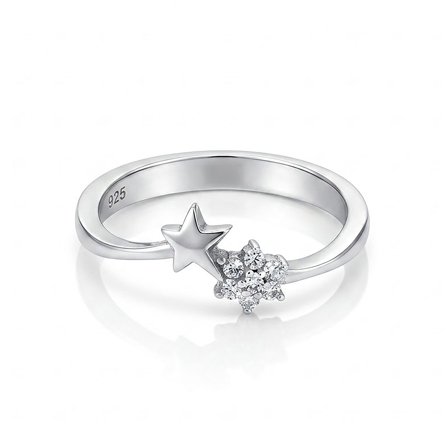 Crystal Cluster 925 Sterling Silver Designer Ring