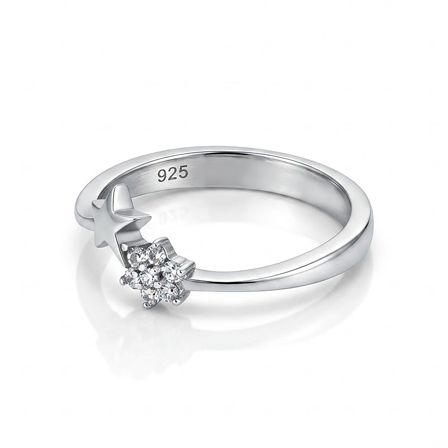 Crystal Cluster 925 Sterling Silver Designer Ring