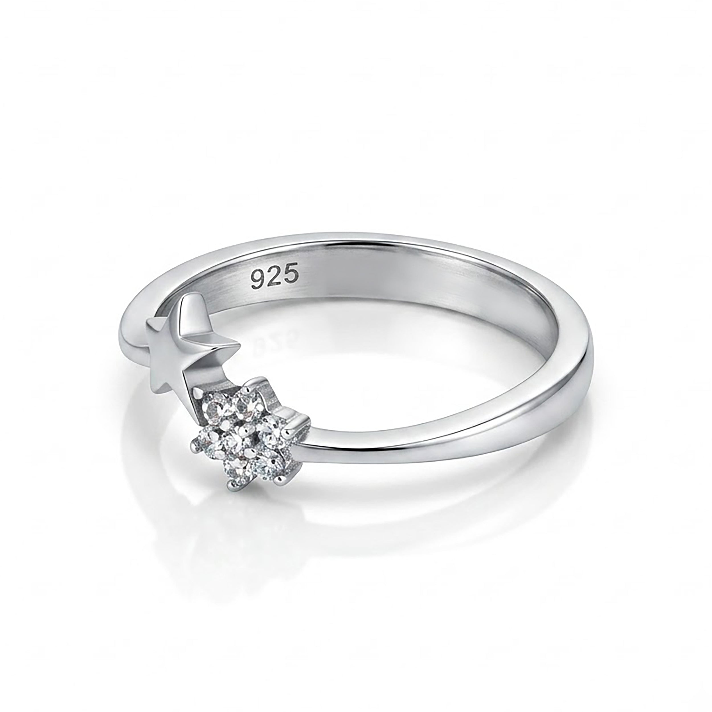 Crystal Cluster 925 Sterling Silver Designer Ring