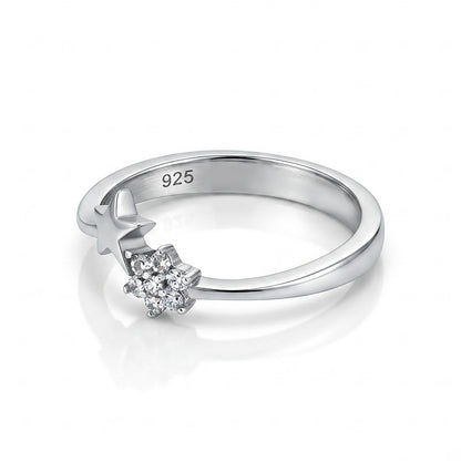 Crystal Cluster 925 Sterling Silver Designer Ring