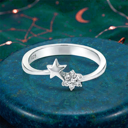 Crystal Cluster 925 Sterling Silver Designer Ring