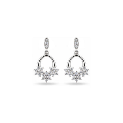 Crystal Floral Drop Sterling Silver Earring