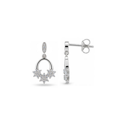 Crystal Floral Drop Sterling Silver Earring