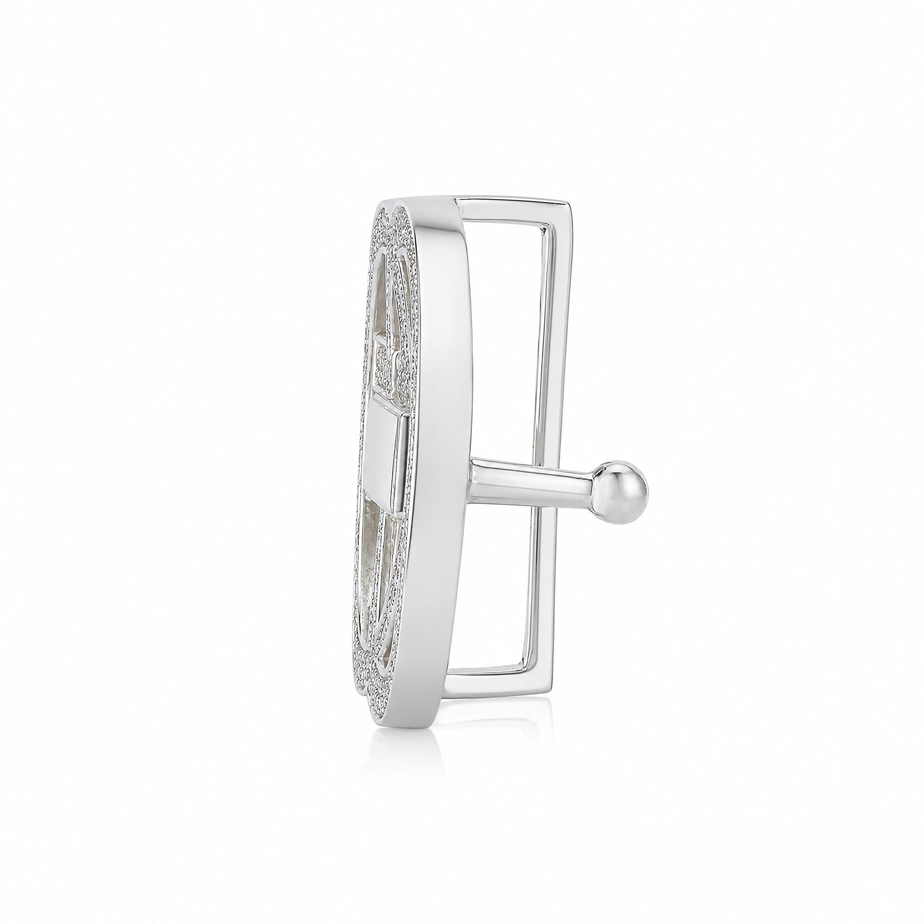 Crystal Interlocking Oval Sterling Silver Belt Buckle