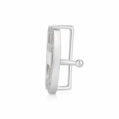 Crystal Interlocking Oval Sterling Silver Belt Buckle