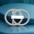 Crystal Interlocking Oval Sterling Silver Belt Buckle