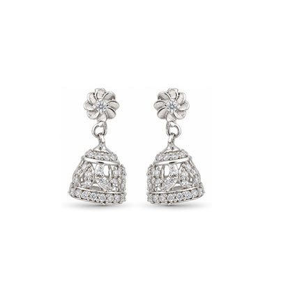 Crystal Jhumka Floral Sterling Silver Earring