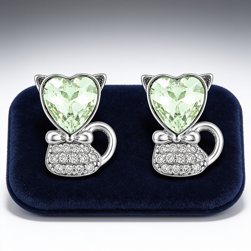 Crystal Kitten 925 Sterling Silver Heart Glow Earring