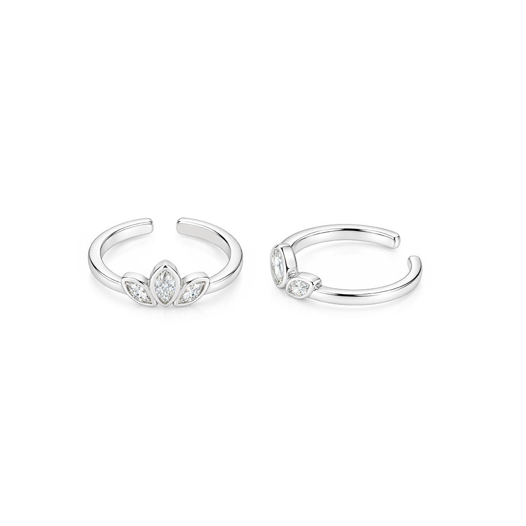 Crystal Lotus Marquise Sterling Silver Toe Ring