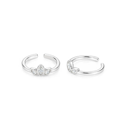 Crystal Lotus Marquise Sterling Silver Toe Ring