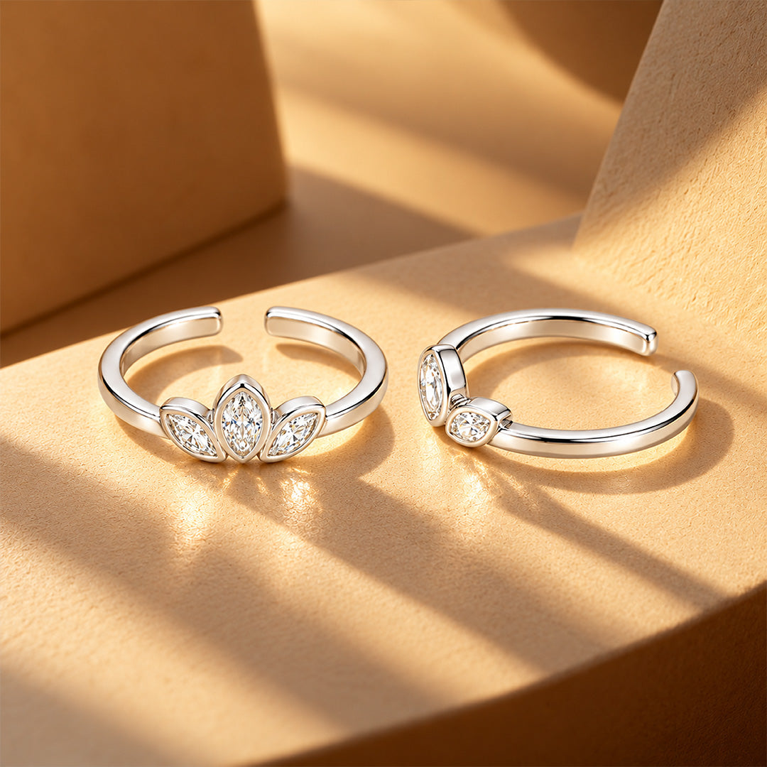 Crystal Lotus Marquise Sterling Silver Toe Ring