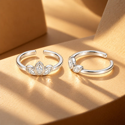 Crystal Lotus Marquise Sterling Silver Toe Ring
