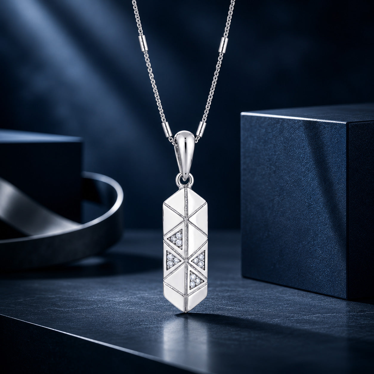 Crystal Prism 925 Sterling Silver Sparkle Pendant for Men