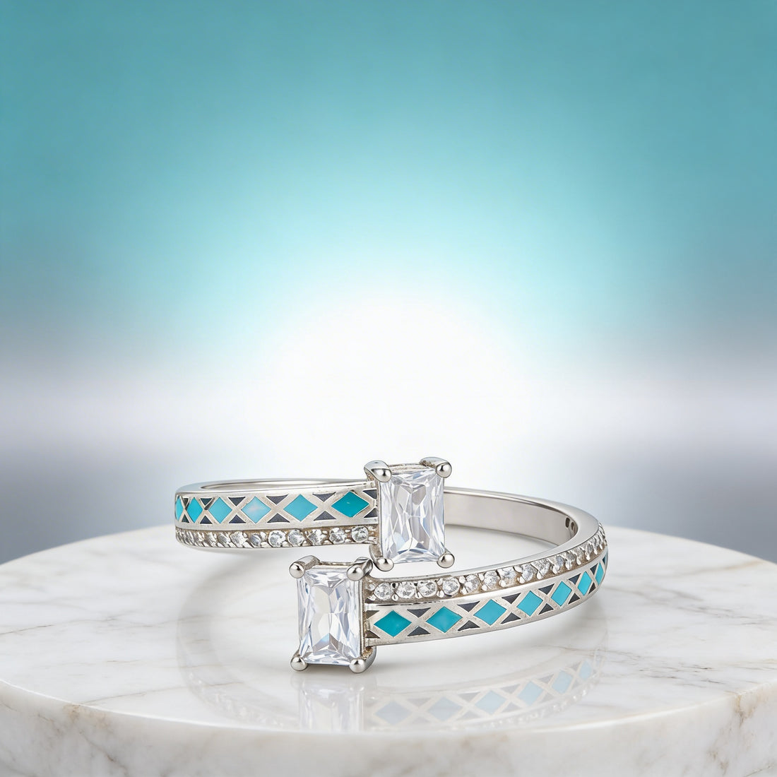 Crystal Prism Wrap 925 Sterling Silver Ring for Women