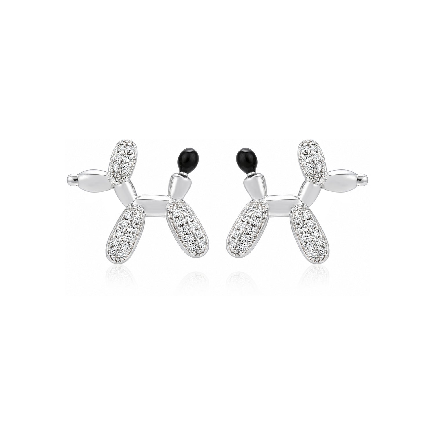Crystal Pup Delight 925 Sterling Silver Elegant Earrings