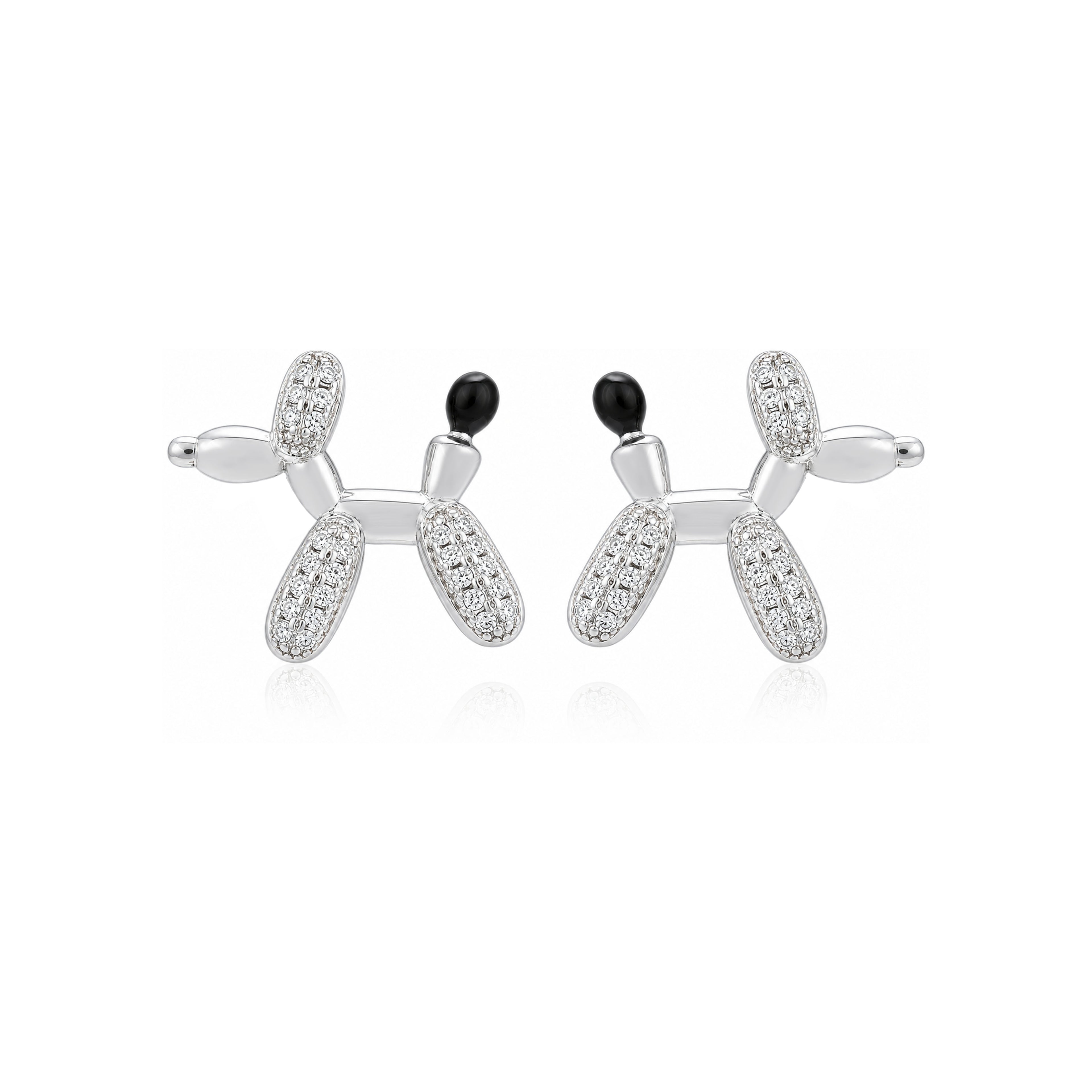 Crystal Pup Delight 925 Sterling Silver Elegant Earrings