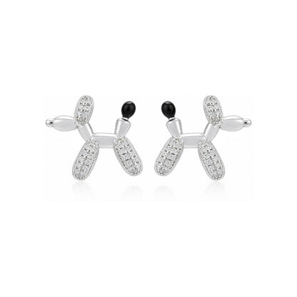Crystal Pup Delight 925 Sterling Silver Elegant Earrings