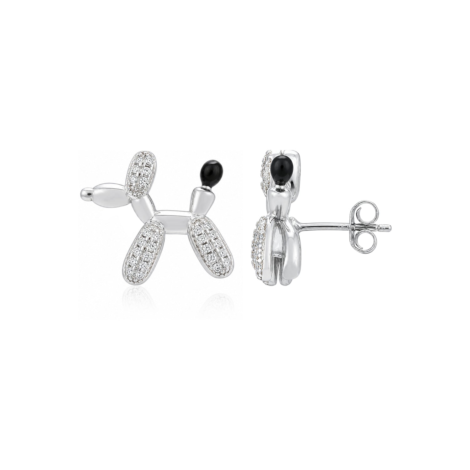 Crystal Pup Delight 925 Sterling Silver Elegant Earrings