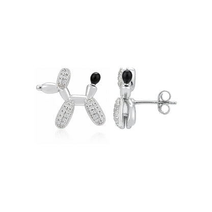 Crystal Pup Delight 925 Sterling Silver Elegant Earrings