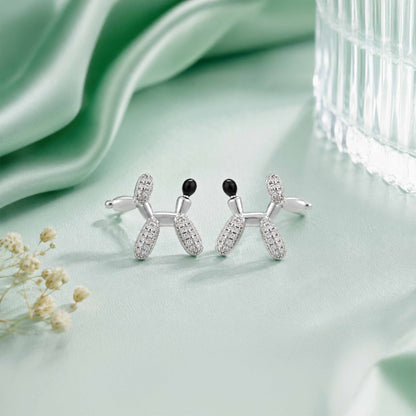 Crystal Pup Delight 925 Sterling Silver Elegant Earrings