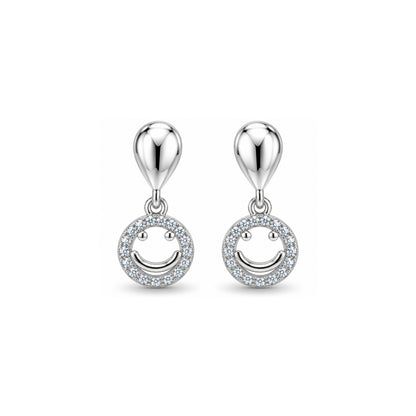 Crystal Smiley Face Sterling Silver Earring