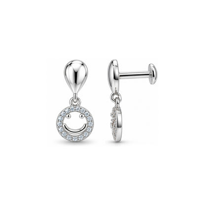 Crystal Smiley Face Sterling Silver Earring