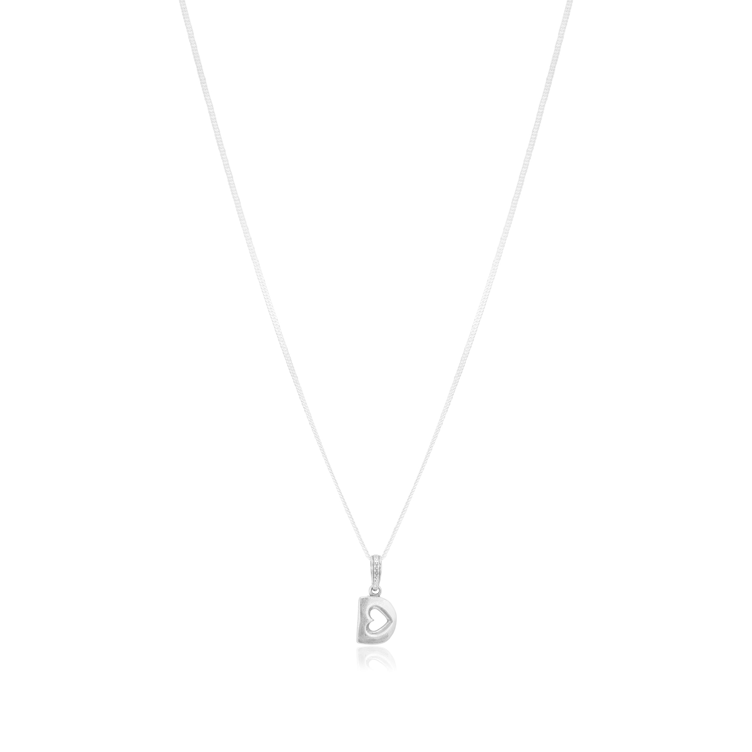 Cup Within Heart Rhodium Plated Chain Pendants