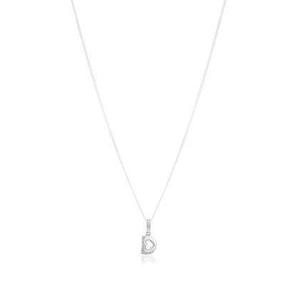 Cup Within Heart Rhodium Plated Chain Pendants