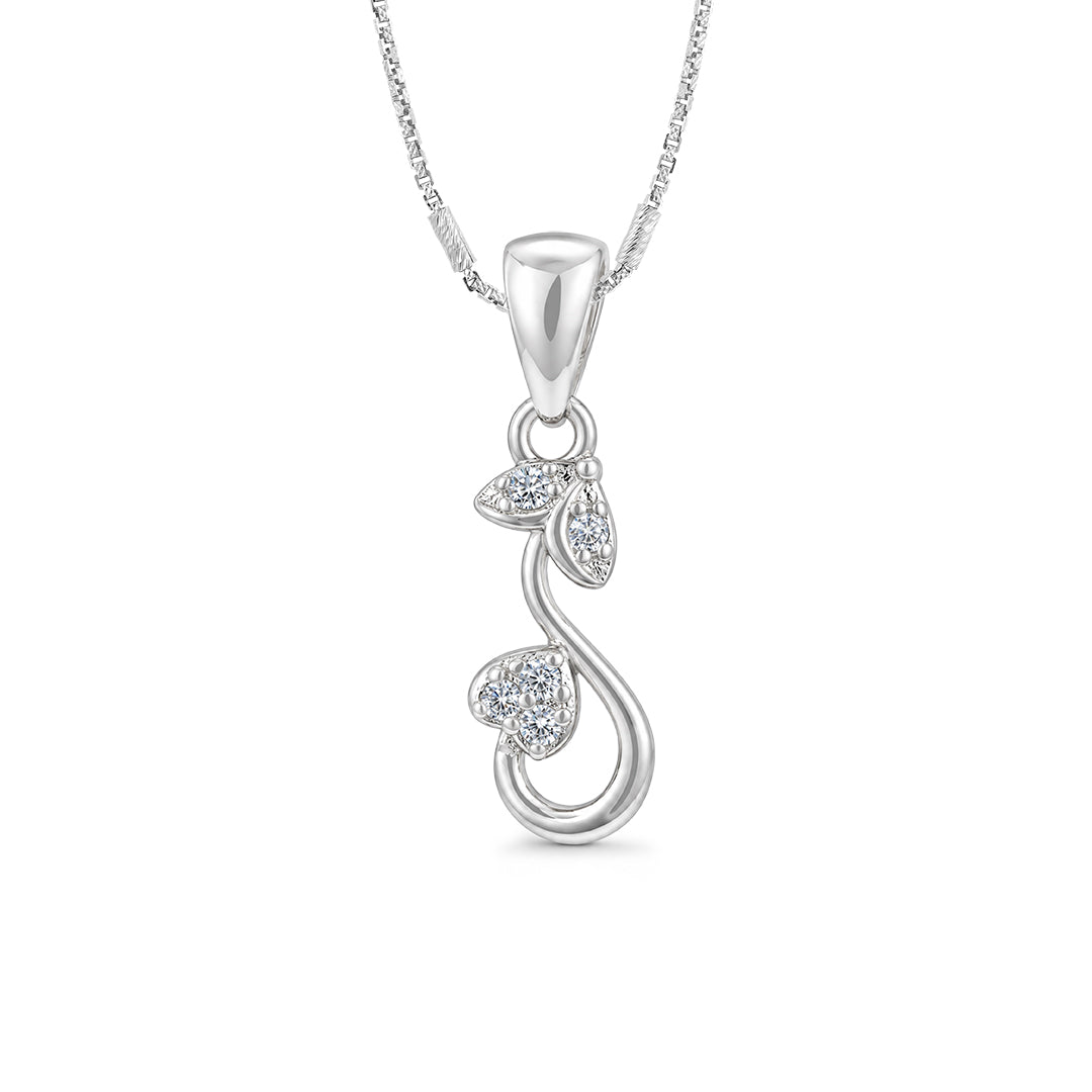 Curved Heart Leaf Sterling Silver Pendant