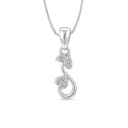 Curved Heart Leaf Sterling Silver Pendant