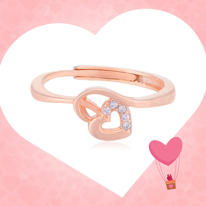 Curved Heart 925 Rose Plated Rings