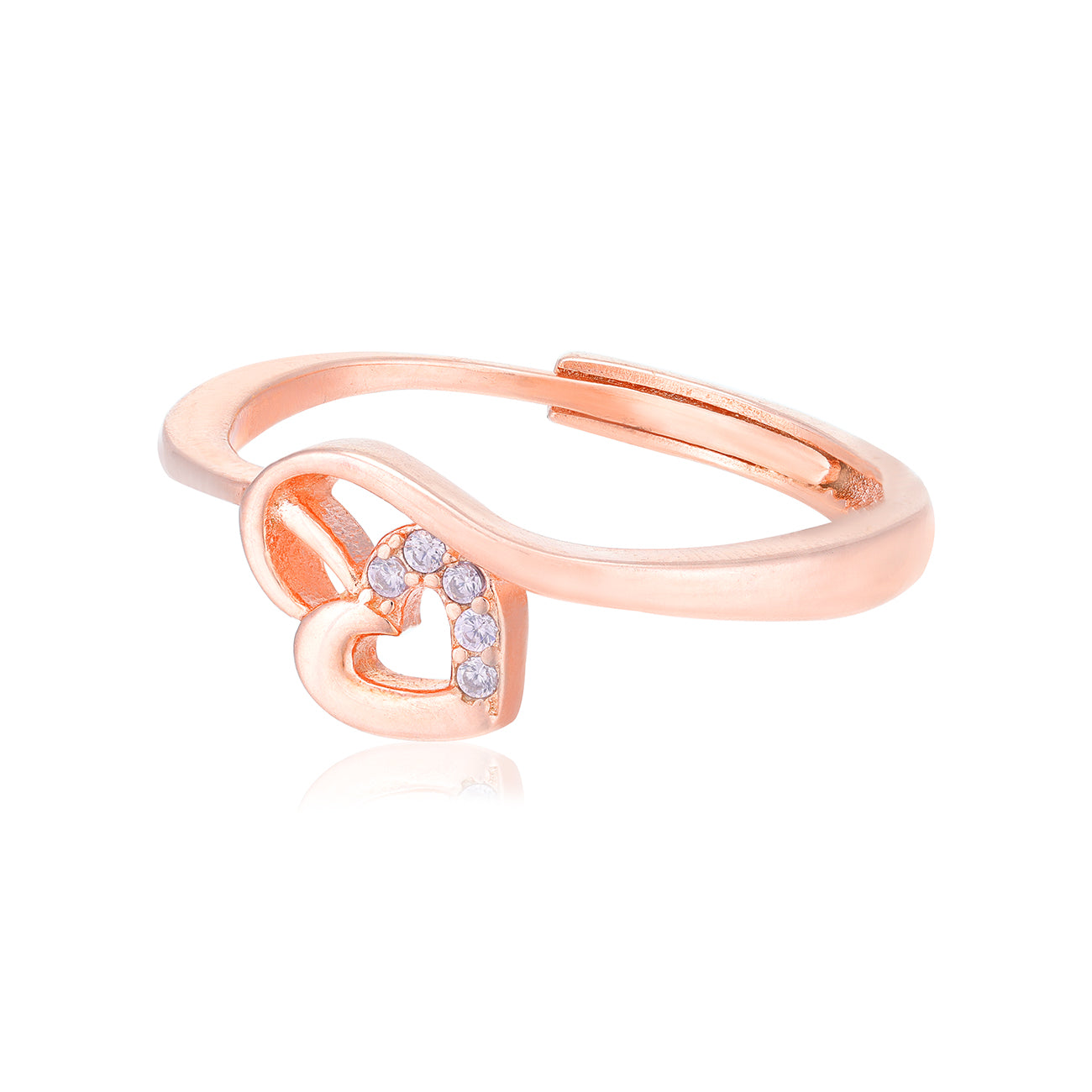 Curved Heart 925 Rose Rings