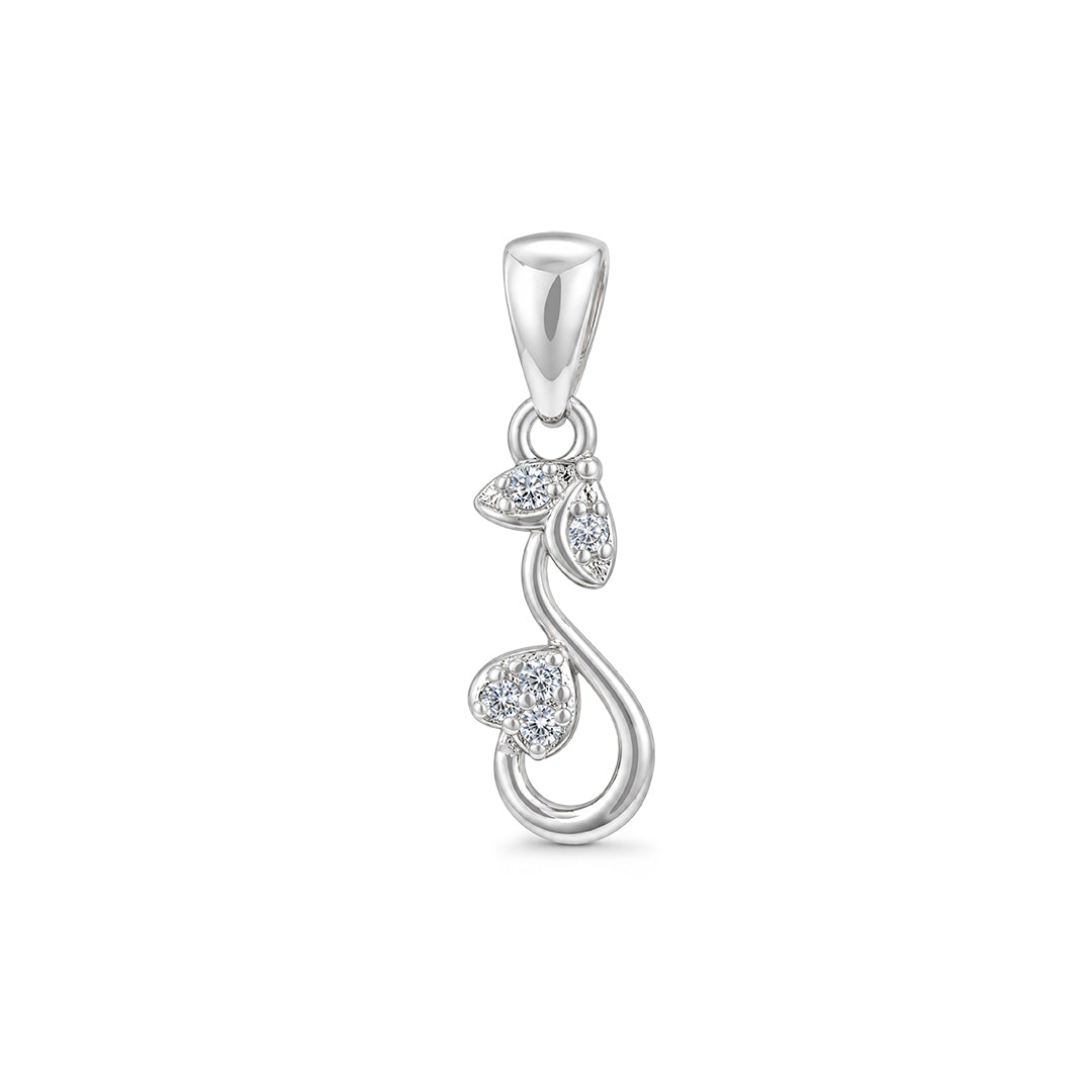 Curved Heart Leaf Sterling Silver Pendant