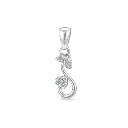 Curved Heart Leaf Sterling Silver Pendant