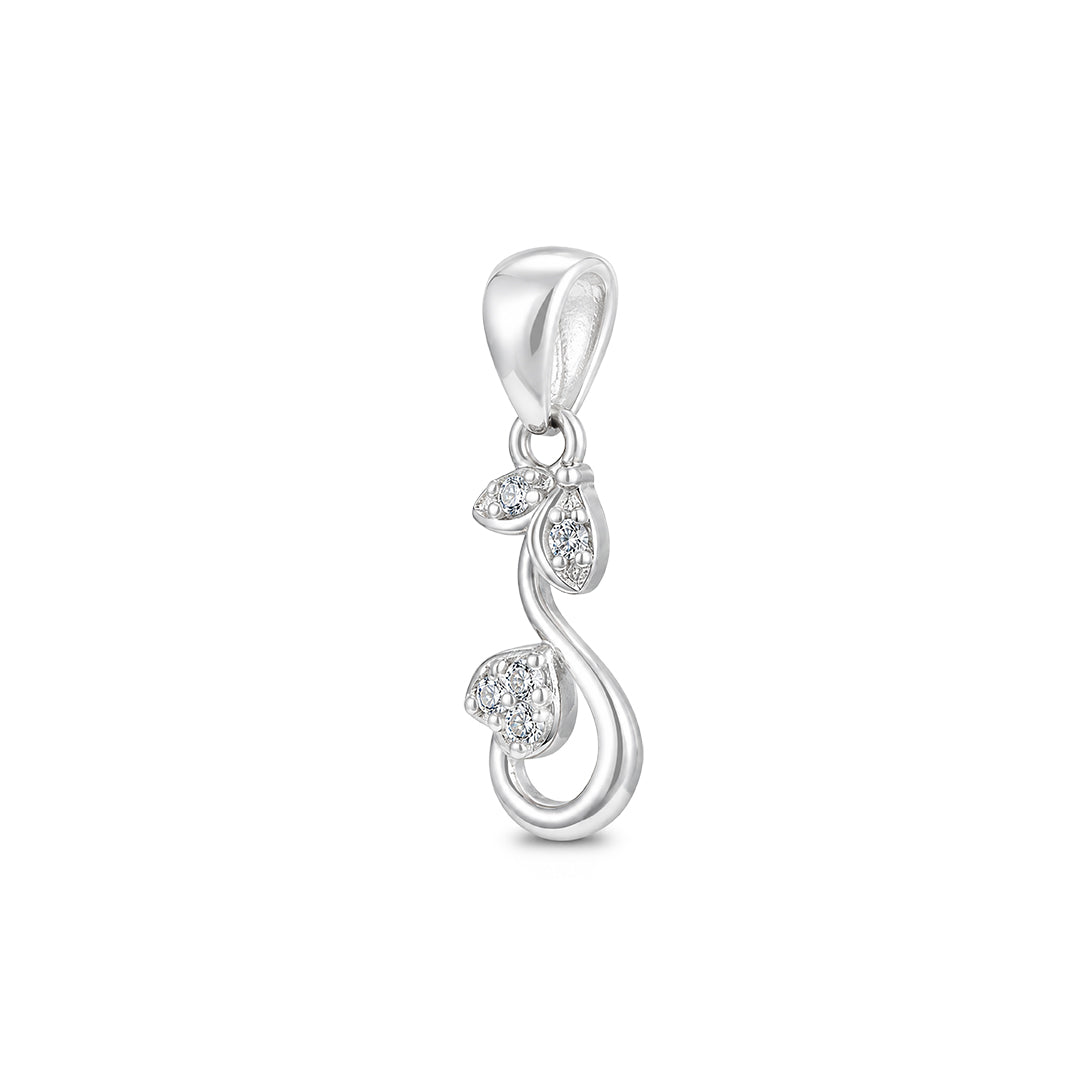 Curved Heart Leaf Sterling Silver Pendant