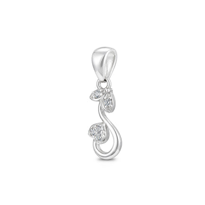 Curved Heart Leaf Sterling Silver Pendant
