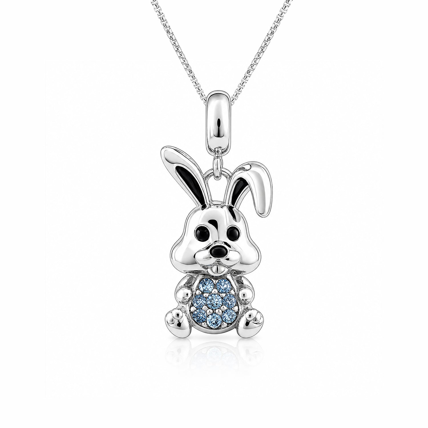 Cute Bunny Sparkle 925 Sterling Silver Pendant for Women