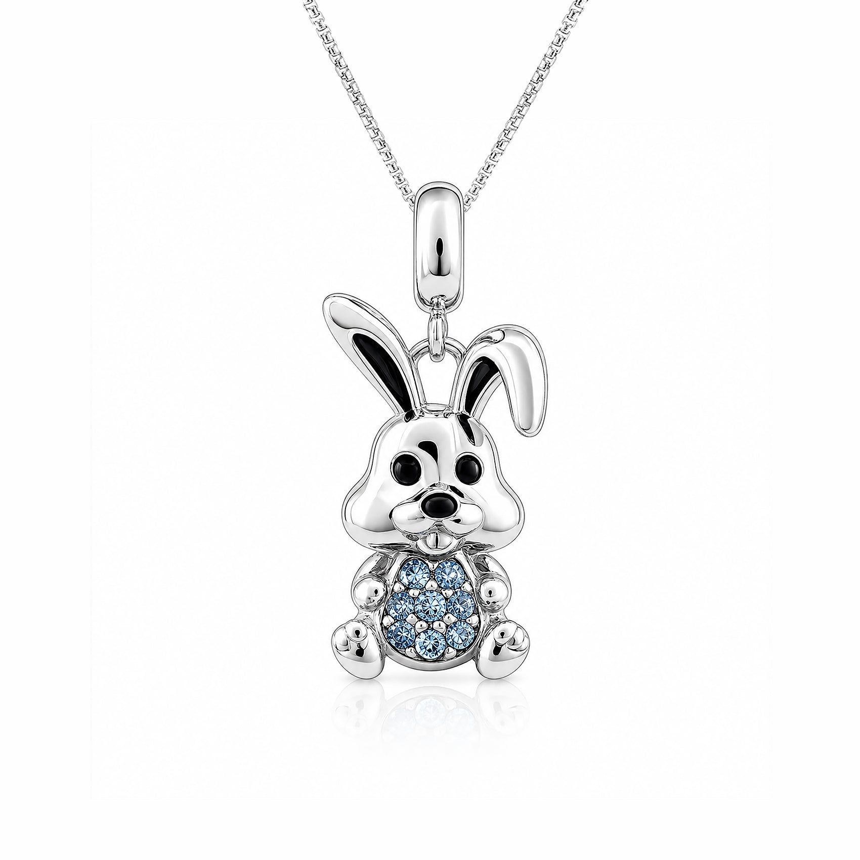 Cute Bunny Sparkle 925 Sterling Silver Pendant for Women