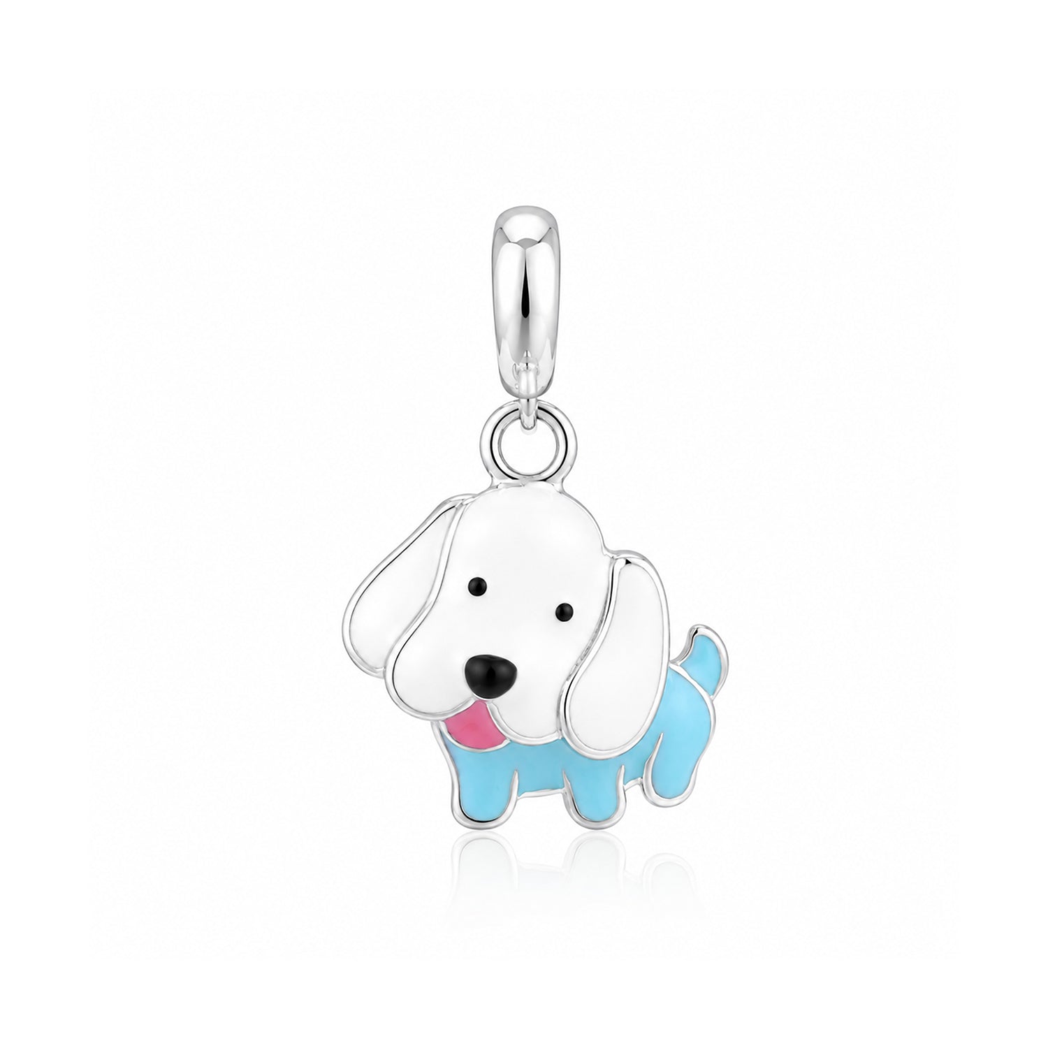 Cute Cartoon Puppy Dangle 925 Sterling Silver Charm for Kids